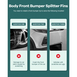 SCITOO Plastic Body Front Bumper Splitter Fins Universal Glossy Carbon Look Front Bumper Lip Splitter Fins Body Spoiler Canards Refit