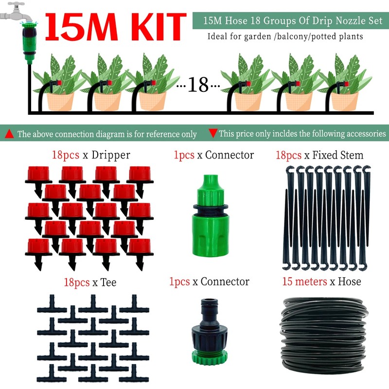 Drip Irrigation Kit for Garden & Greenhouse – 10M–30M Micro
