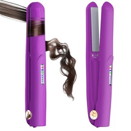 Cordless Hair Straightener and Curler 2 in 1 Ceramic Flat Iron Mini Cordless Portable Travel Hot Tools Straight Curl for Women Men USB Rechargeable with Pouch (Purple) 9