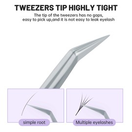 Natuhana High Precision Eyelash Tweezers Stainless Steel Eyelash Tweezers for Classic/Volume/Simple Fan Eyelash Extension, Straight & Curved Tip Ukraine Tweezers for Professionals & Beginners (A-01)