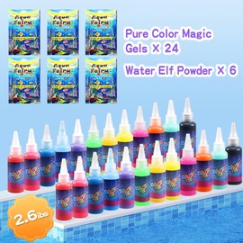 YNIEHNOY Magic Water Elf Toy Powder Refill-24 Magic Gesl&6 Water Elf Powder–Make Your Own Water Pets & Squishy Toys–Fun Summer DIY Craft Kit, Birthday Gifts & Party Favors for Kids Ages 3+﻿