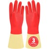 SteadMax 3 Pack Red Cleaning Gloves, Supreme Durability, Natural Rubber