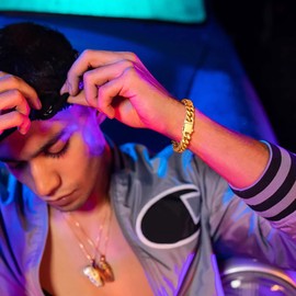 Cuban Link Bracelet for Mens Gold Plated Stainless Steel Bracelets 9mm Wide 8.3Inch