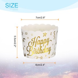 HARFINGTON 150Pcs Paper Baking Cups 6oz Cupcake Wrappers Scalloped Muffins Cases Liners Disposable Greaseproof Containers for Birthday Party, Birthday Pattern