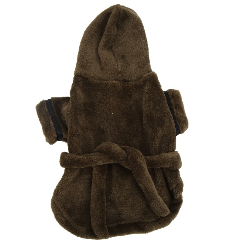 Pet Bathrobe Warm Flannel Quick Drying Dog Hooded Bath Towel