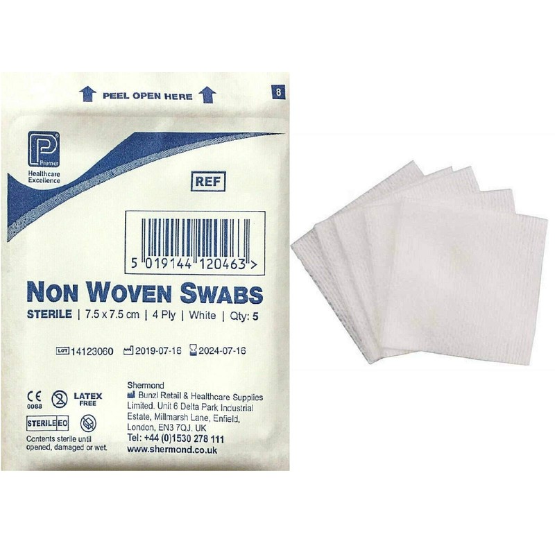 Premier 1860A 4 Ply Sterile Absorbent Non Woven Swab, 7.5cm
