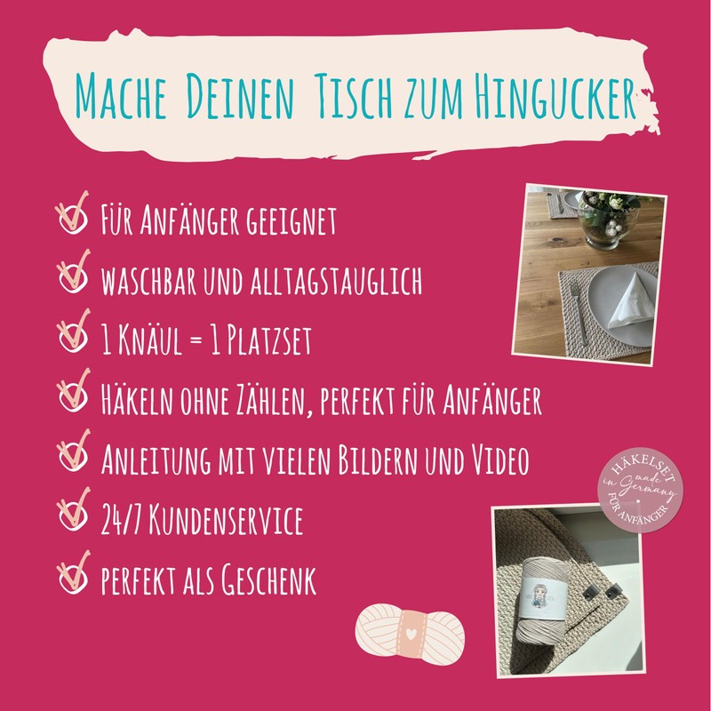 HÄKEL LIESE Crochet Set for Beginners - Crochet Placemats &