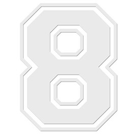 Applicable Pun Varsity Number 8 - Vinyl Decal - White 8 Inches Tall