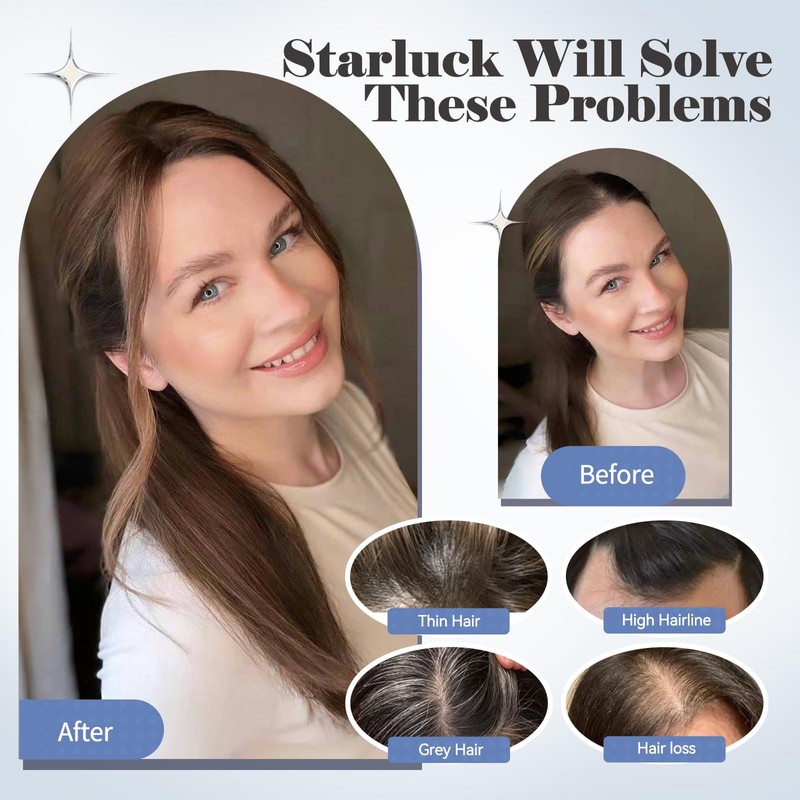 HAIRCUBE Hair Toppers 100% Real Human Hair,Ombre Blonde with Brown