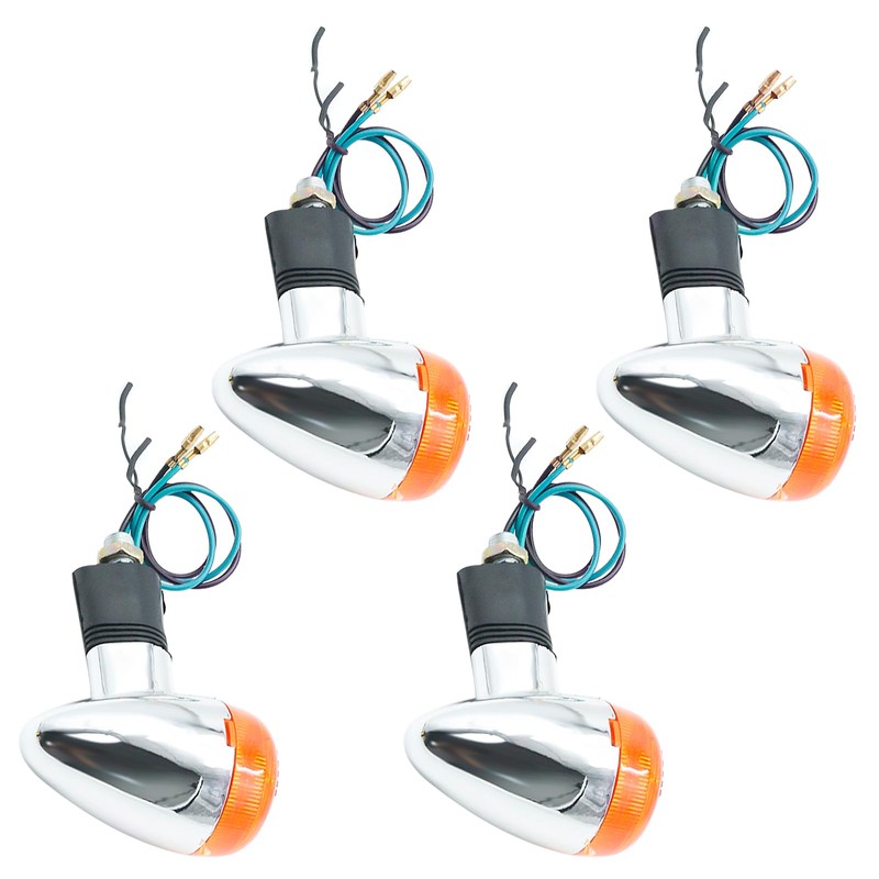 Vkinman 4 Pcs Motorcycle Amber Bullet Turn Signal, Replacement for