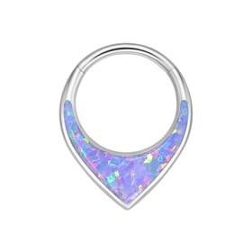 VOJO G23 Titanium 16G Teardrop Septum Hoop Ring Daith Tragus Piercing Clicker Nose Jewelry for Women (8mm,Opal Purple)