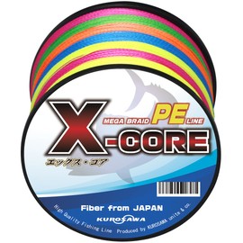 KUROSAWA PE Line X-Core (5 Colors, Multicolor, 546.9 yd (500 m), 4 Braids), No. 0.8 (15 lb/6.8 kg))
