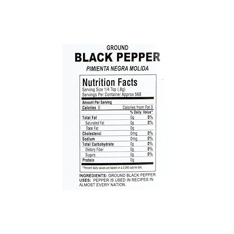 Black Pepper Ground Powder - Chefs Quality 1 LB (16Oz)