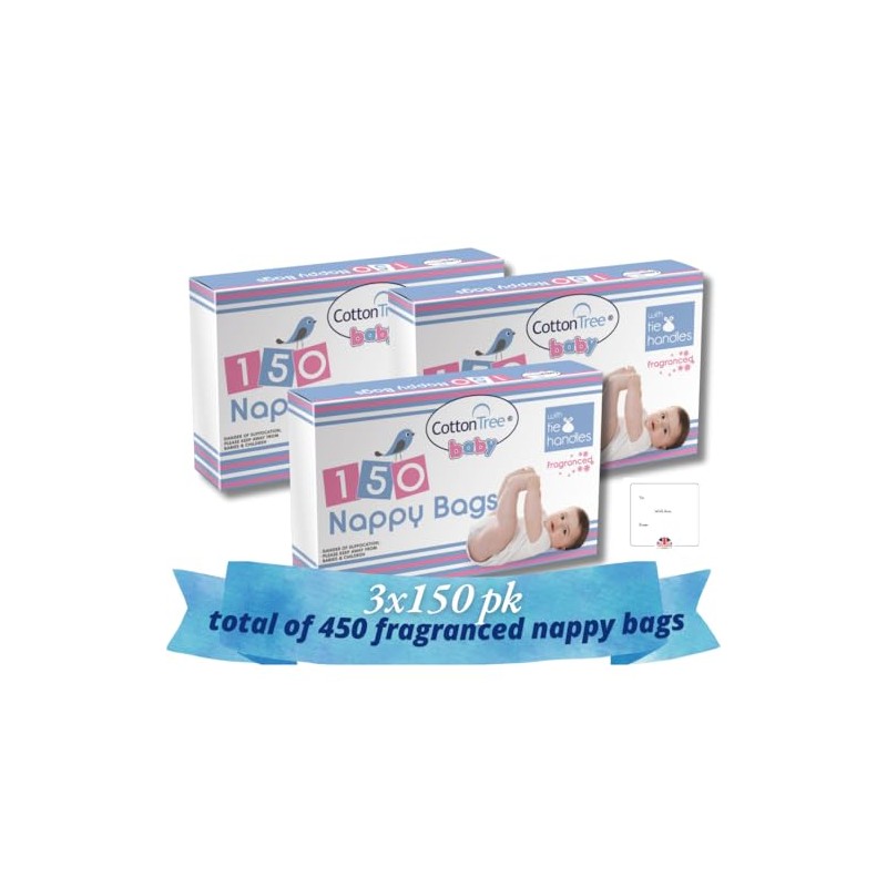 Cotton Tree Nappy Bags Scented 150pk x 3 | Total