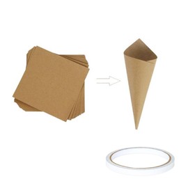 60pcs Wedding Confetti Petals Cones Wedding Confetti Holder Paper Cones Bouquet Wrapping Candy Flower Cone Holder for DIY (Brown)