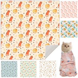 Ruiliangai Cat Grooming Wrap, Cat Wrap for Cutting Nails, Self-Adherent Fabric Wrap for Cats, Cat Burrito Wrap Anti-Scratch, Anti-Escape, Multifunctional Swaddle Wrap Pet Tool (Orange Kitten, Large)