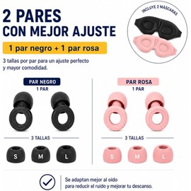 2 Pieza Antifaz para Dormir y 2 Pares Tapones Auditivos para Oidos, Sleep Mask 3D con Suave Seda C?moda Correa Ajustable, 360? de Oscurecimiento, Para Hombres y Mujeres, Para Yoga