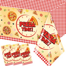 GREHUMOR 3Pcs Pizza Tablecloths - Birthday Party Table Cover Plastic for Kids' Pizza Parties