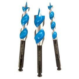 Spyder Stinger 3-Piece Wood Boring Power Bit Set, 6.5" Length (1/2, 3/4, 1-Inch Diameter) (12001)