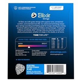 Cuerdas para guitarra eléctrica Elixir® Strings con recubrimiento POLYWEB®, calibre superligero (.009-.042)