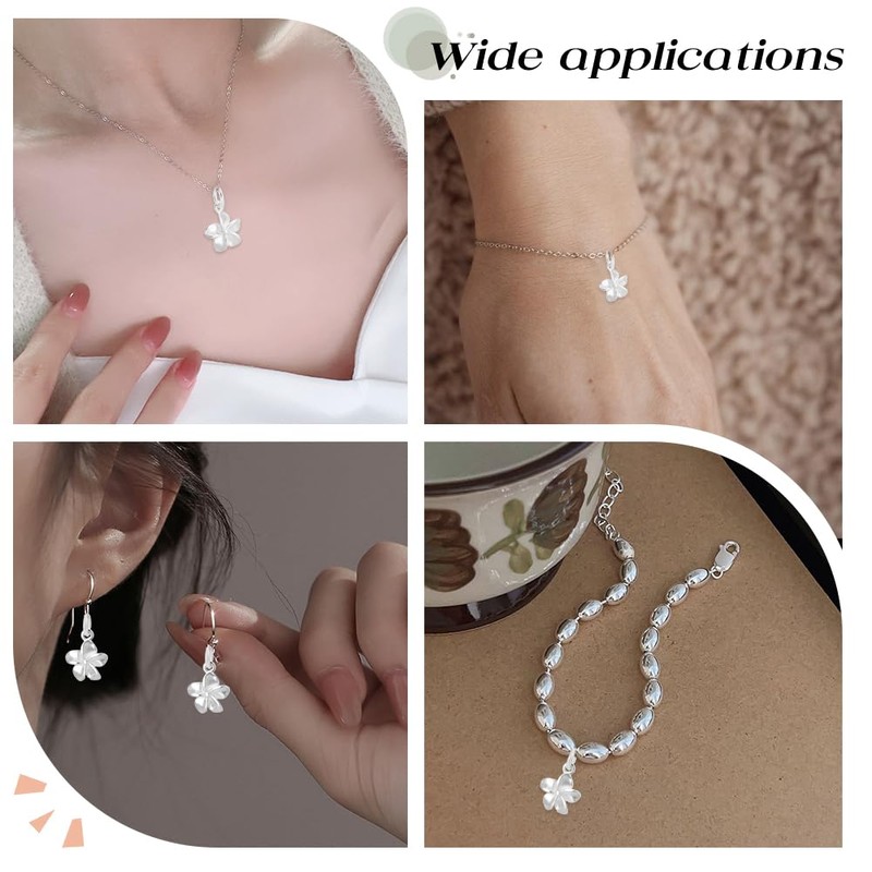 Beebeecraft 5Pcs 925 Sterling Silver Flower Charms Floral Pendants