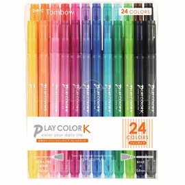 Tombow Water-based Sign Pen 24 Colors (Thick & Ultra Fine Twin Type) Color Pen (Full of Cute Colors) Play Color K GCF-012