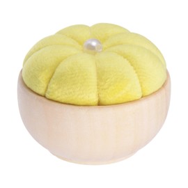 QUARKZMAN Pin Cushion with Wooden Base for Pins, Cute Small Pin Holder with Vertical Wooden Bowl for Sewing, Quilting, Crafts, DIY Crafts, Yellow
