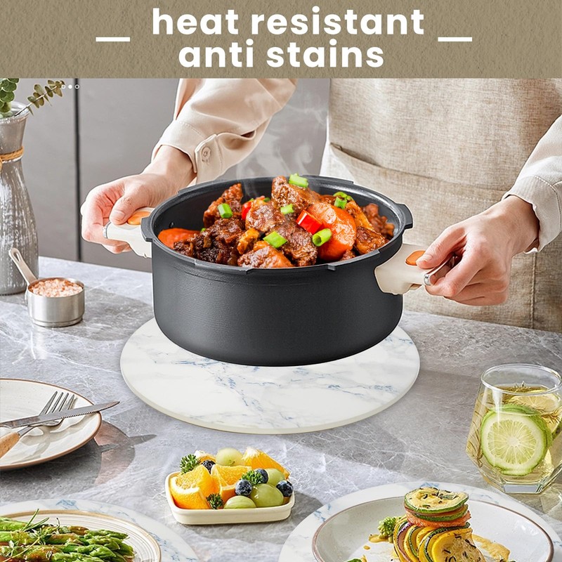 Ceramic 8" Trivets - Marble Style Heat Resistant Hot Pads,