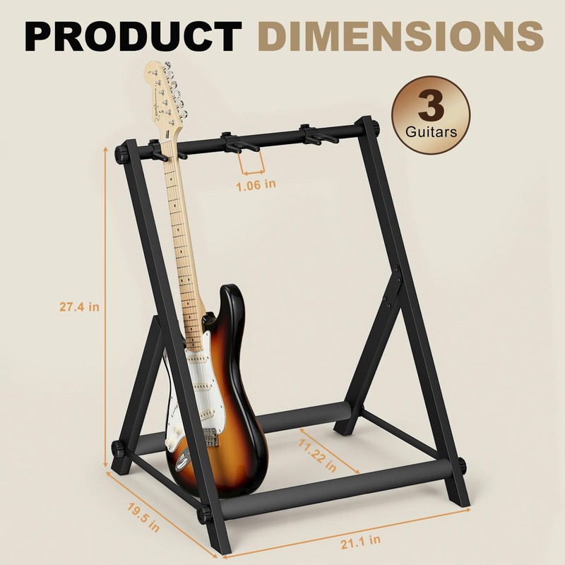 tipatyard 3 Multi Guitar Stand Rack With Thick Rubber Padding,Guitar