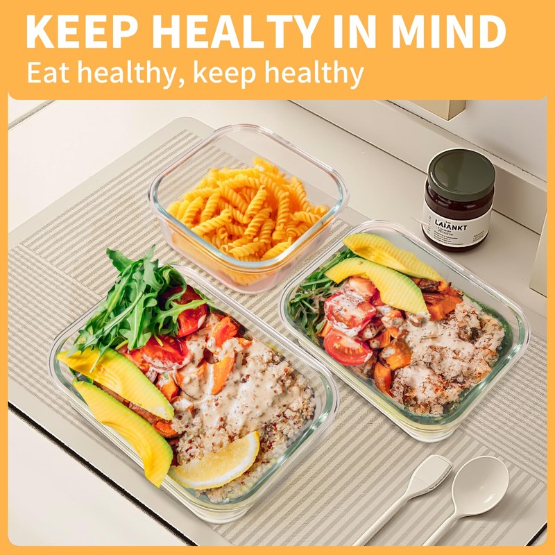 Skroam 15 Pack Glass Food Storage Containers with Lids Airtight,