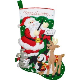 Bucilla Felt Applique Stocking Kit Santa Choir Practice, 18"