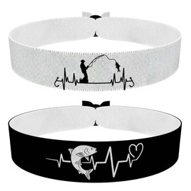2er Set Angler Armband - Stoffarmbänder in Weiß und Schwarz - Handmade - Wasserfest & Verstellbar - Perfekt für Angler und Outdoor-Fans - Geschenkidee für Männer und Frauen