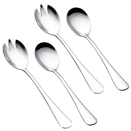 Salad serving set, salad servers set, 4-piece set, consisting of stainless steel salad spoon and stainless steel salad fork, stainless steel salad spoon fork cutlery