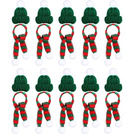 PRETYZOOM 20pcs Mini Santa Hats for Crafts Snowman Doll Bottle Bottles Accessories Party top hat- Stylish Xmas Mini Scarf and Hat Decor Doll Clothes
