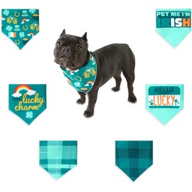 Zodaca St Patricks Bandana Set for Dogs, Irish Dog Costumes Accessories (Green, 6 Pack)