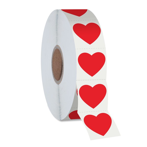 1200 PCS Red Heart Shaped Sticker Labels with Perforation Line