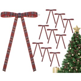 Canlierr 48 Pcs Christmas Mini Tree Bow Red and Green Buffalo Plaid Christmas Wreath Bow Christmas Twist Tie Bow Decorative Bow for Xmas Trees Garland Ornaments Gift Wrapping Crafts