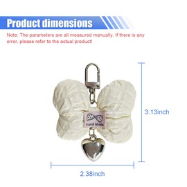 LHDOS Cute Bow Keychain for Women - Creative Bag Charm Car Keychain Key Ring - Aesthetic Bowknot Heart Keys Tag Car Key Fob Holder for Keys Organizer (White)
