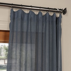 HPD Half Price Drapes SHCH-SS07165-120 Cortina Transparente de Lino sintético sólido (1 Panel), 50 x 120 Pulgadas, Azul Tahoe