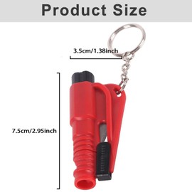 Taicols Pack of 3 Emergency Key Fobs for Car Escape, 3 in 1 Car Safety Hammer, Family Pack Seat Belt Cutter and Window Breaker, Emergency Hammer Rescue Tool with Whistle, a