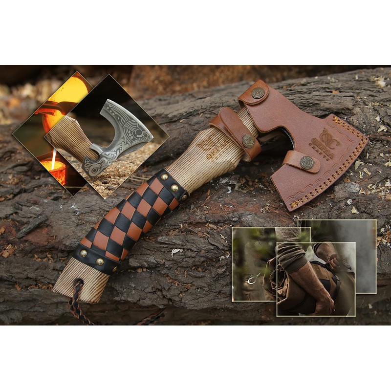 QEPAA CRAFTS 13” Inch Valhalla Axe – Carbon Steel Viking