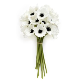 Ling's Moment Poppy Flowers Artificial, Faux Silk Poppies for DIY Bouquet, Bulk Fake Wedding Filler Flowers for Centerpieces Arrangements Bridal Shower Decorations, White