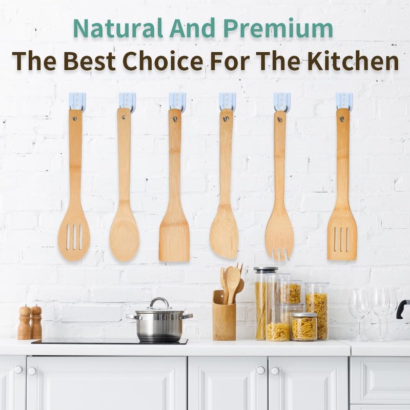6PCS Wooden Kitchen Utensils for Non-Stick Cookware Tool Set Complete