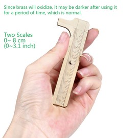 Daimay Retro Vernier Caliper Copper Alloy Mini Brass Sliding Pocket Ruler Metal Double Scale for Measuring Gemstones and Jewelry Components Bead Wire Guitar Repair - 80 mm /3.15"
