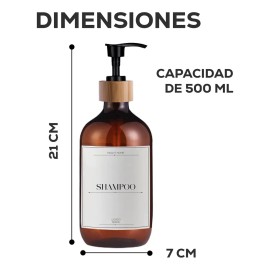 Juego De Baño Fsy Fasilyt 3 Dispensadores Jabon Shampoo Bambu Color Ambar YUB-086