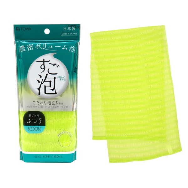 Towa Sangyo Super-Bubble(Sugo-Awa) IV Nylon Towel, Approx. 11.0 x 39.4
