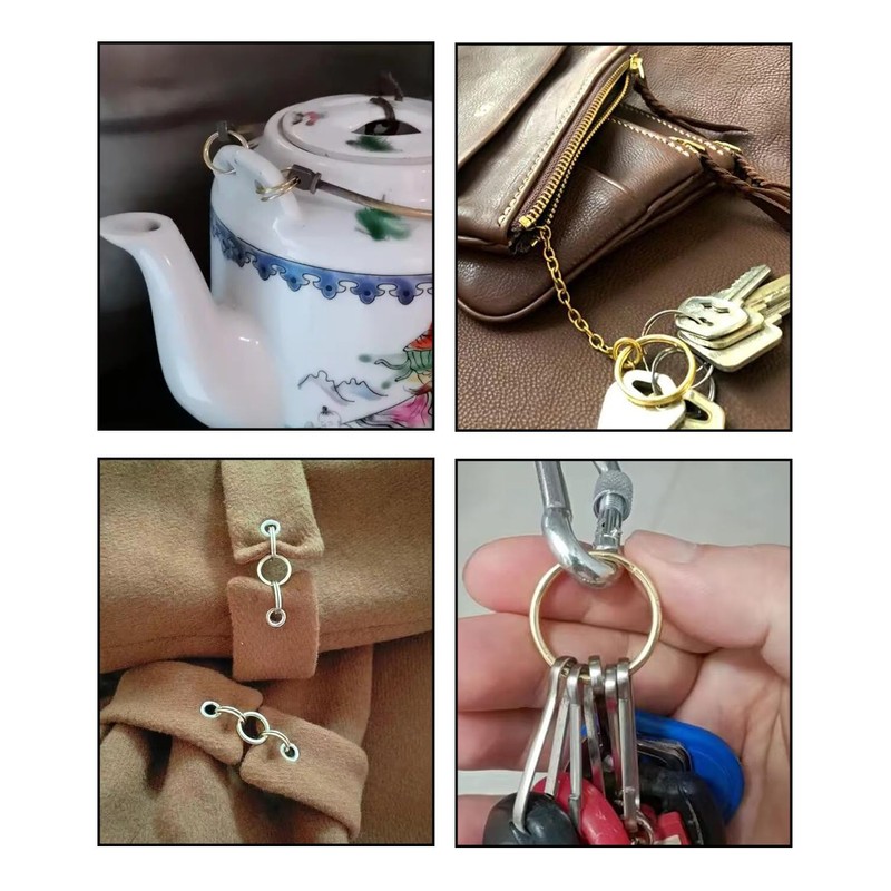 Bluemoona 10 Pcs - Brass Round Edged Keyring Keychain Split