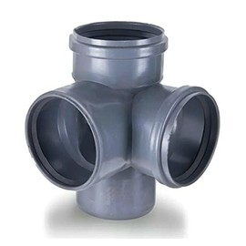 4" Soil Pipe 110 mm - Double Corner Branch Fittings 90° Sewer Waste Grey PVC Plumbing Triple Socket Junction |