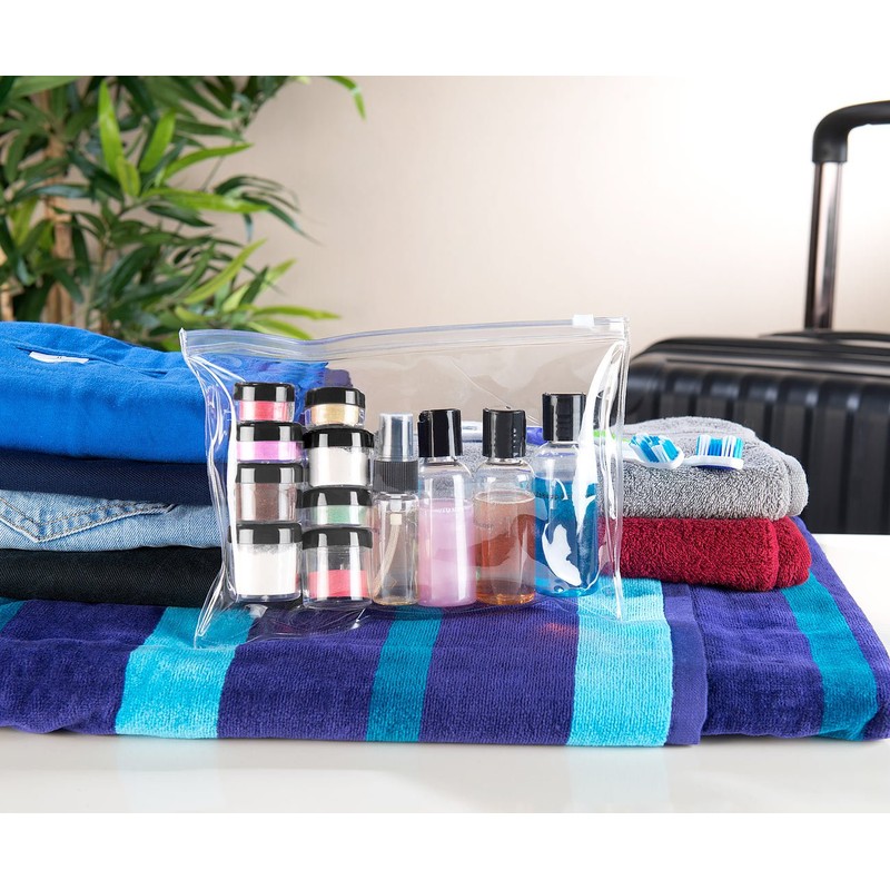Sichler Beauty Zip pocket with 12 cosmetic containers for flight