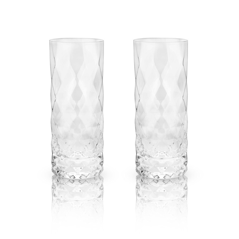 Viski Raye Gem Crystal Highball Tumblers Set of 2 -